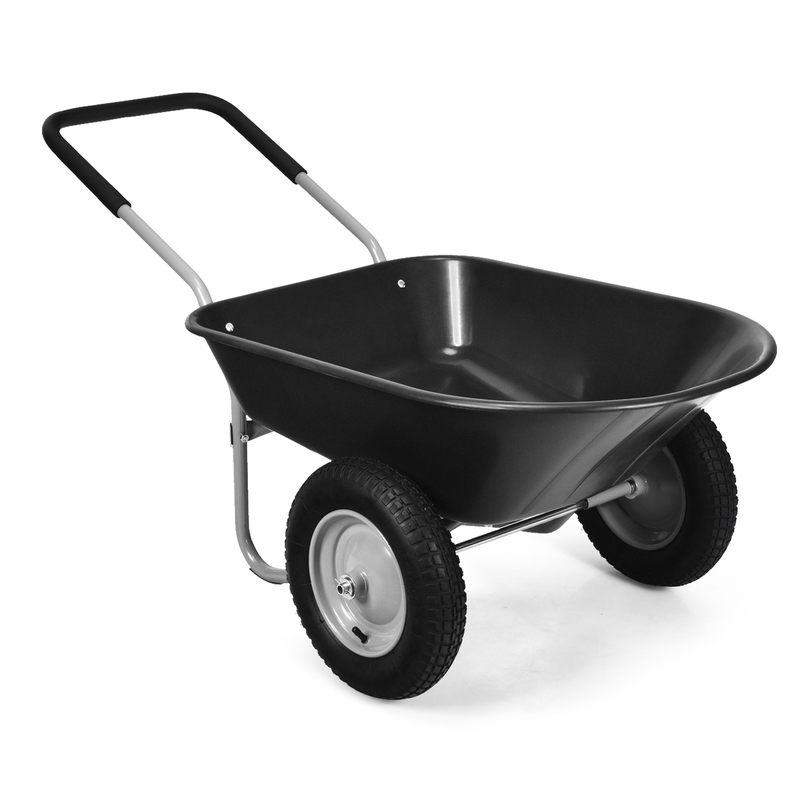 2 Banden Kruiwagen Tuinkar Heavy-Duty Yard Dolly Utility Kar Met Zwaar Stalen Frame Zwart