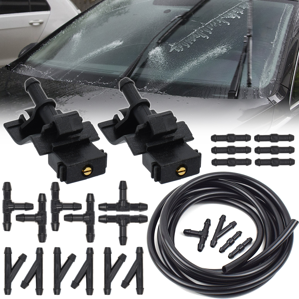 2x ด้านหน้ากระจก Wiper เครื่องซักผ้าสเปรย์ Jet หัวฉีดสําหรับ Toyota Corolla Altis Camry Auris Highlander Matrix 4Runner Avensis Lexus