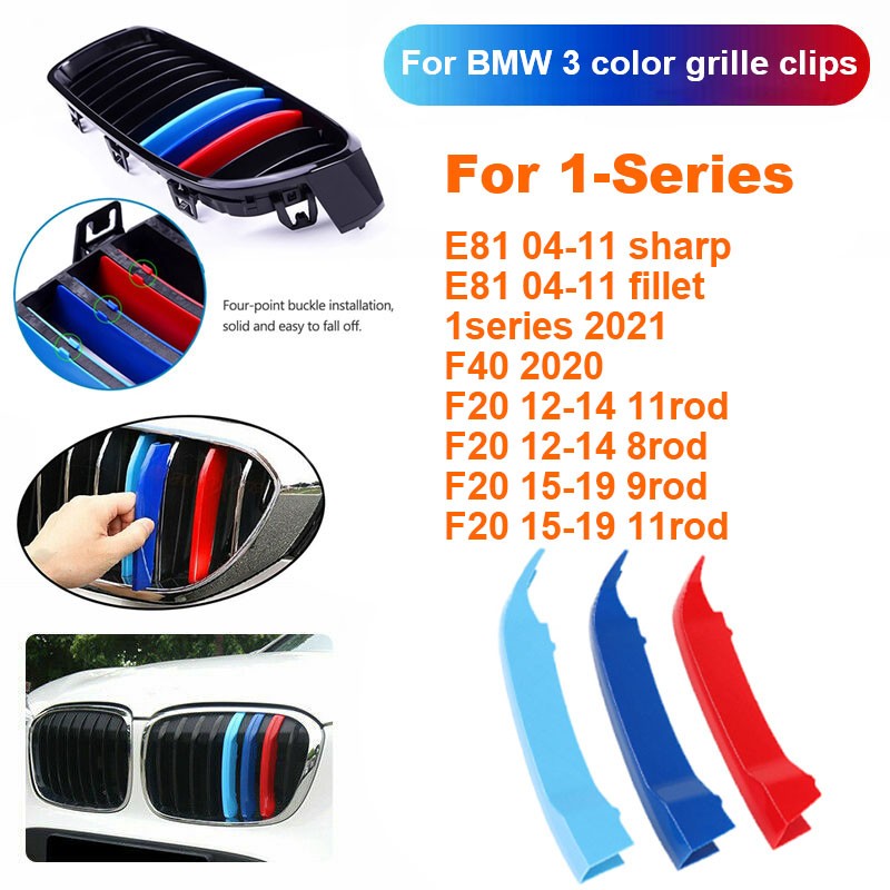 Pegatinas para parrilla de coche, accesorios de rejilla de carreras para BMW F40, F20, F21, E87, E82, E81, E88, 3 piezas