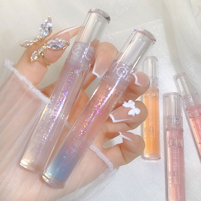 6 colores espejo labio glaseado agua transparente gelatina brillo agua luz brillante y duradera hidratante natural