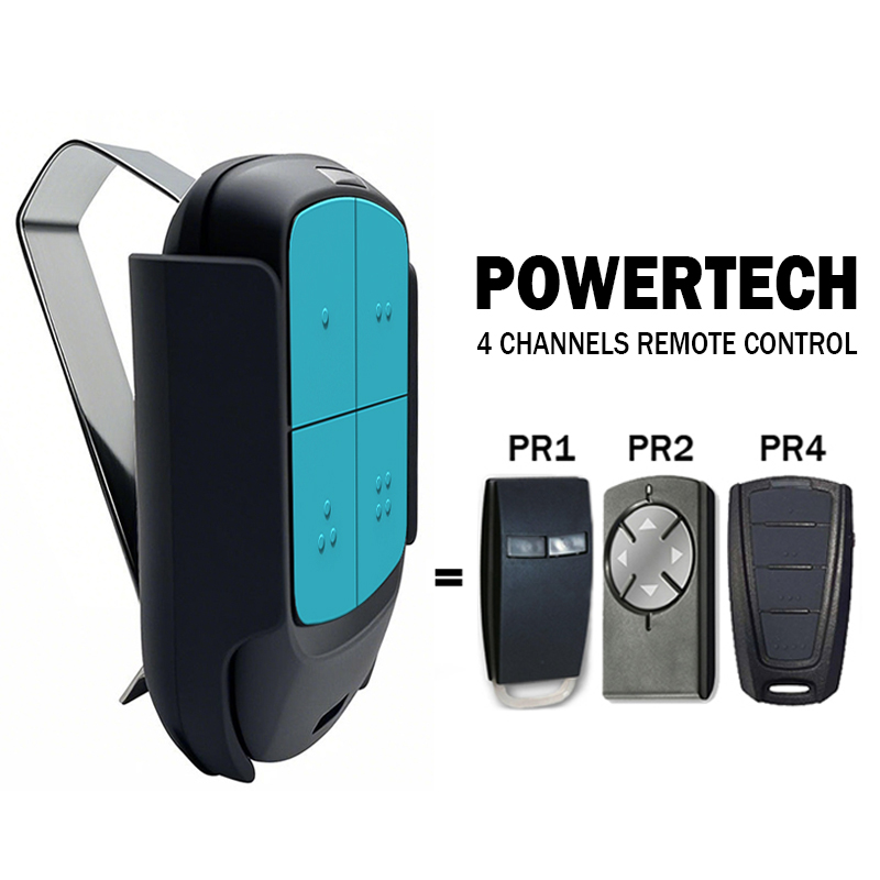 Control remoto para garaje/puerta Powertech PR1 PR2 PR4 Transmisor de puerta eléctrica de 433 MHz Incluye clip para visera