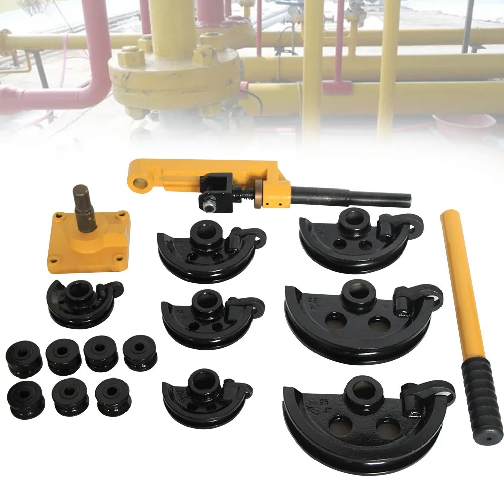 Máquina de dobra de tubo manual dobrador de tubulação 10-25mm com matrizes 3/8-1 Polegada ferramenta de cisalhamento de vergalhão