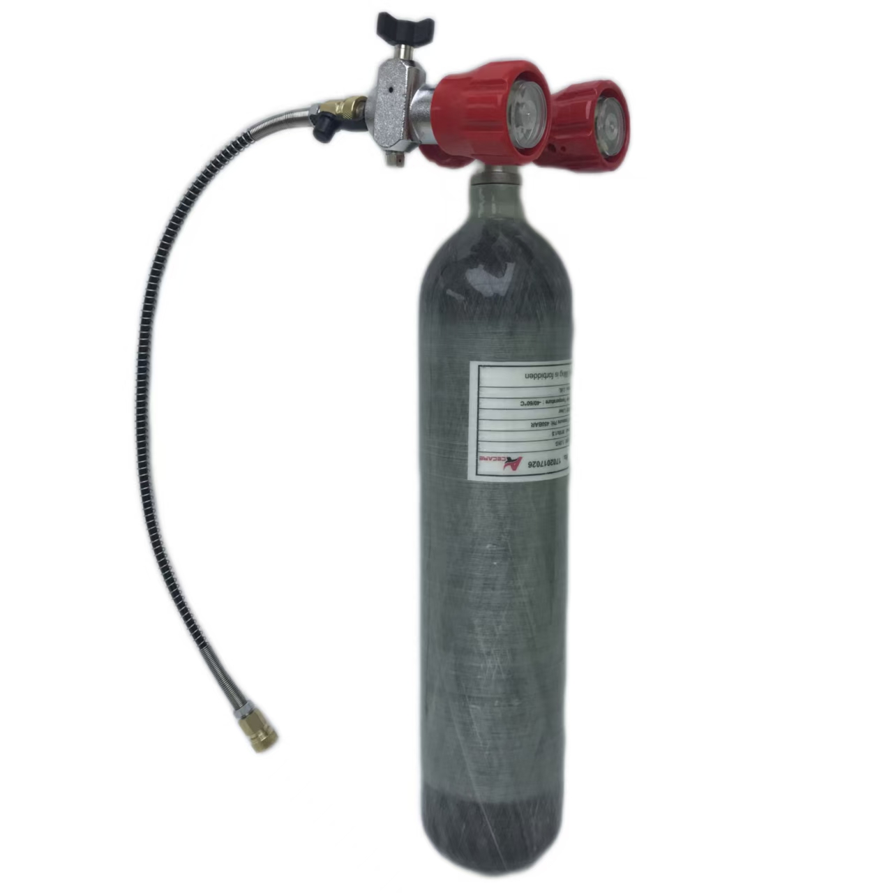 ACECARE 4500Psi 300Bar 2L cilindro de fibra de carbono tanque de aire de alta presión HPA estación de llenado válvula reguladora buceo M18 * 1,5