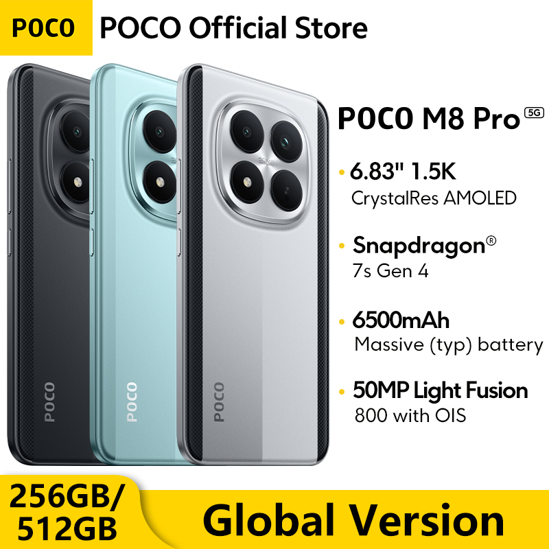 NEW POCO M8 Pro 5G Smartphone Global Version Snapdragon 7s Gen 4 NFC 6.83" 1.5K 120Hz display 6500mAh 100W 50MP Main Camera