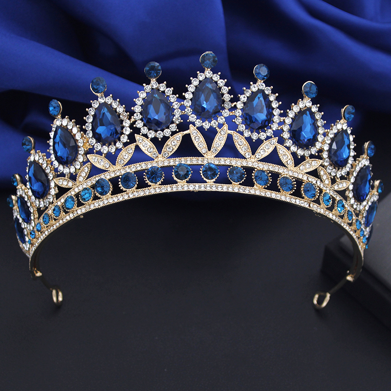 Tiaras de cristal azul real para noivas, princesa, festa, baile, casamento, coroa, joias de cabelo, acessórios de cabeça de noiva