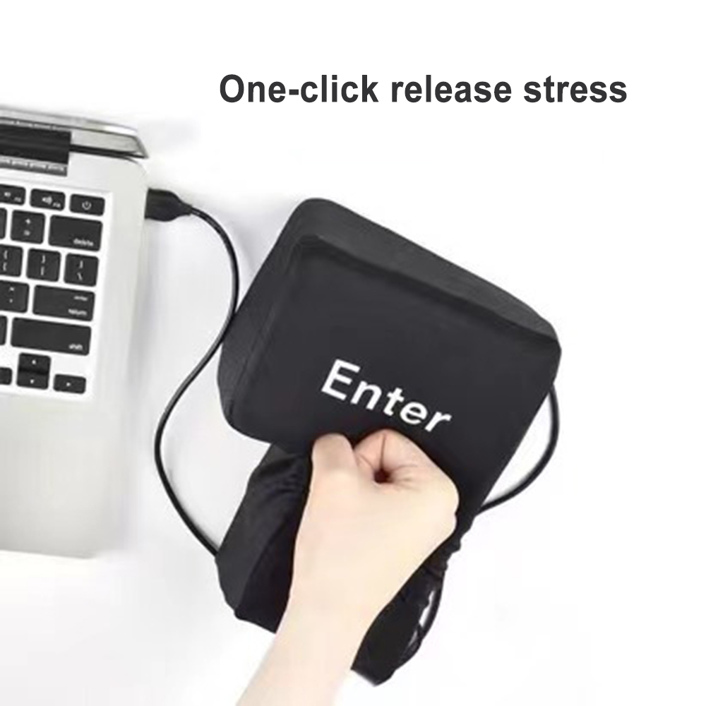 Almohada de ventilación con llave de entrada USB, botón de ordenador suave, tecla de retorno para oficinas, almohada de descompresión, juguete para aliviar el estrés, entre un botón enorme