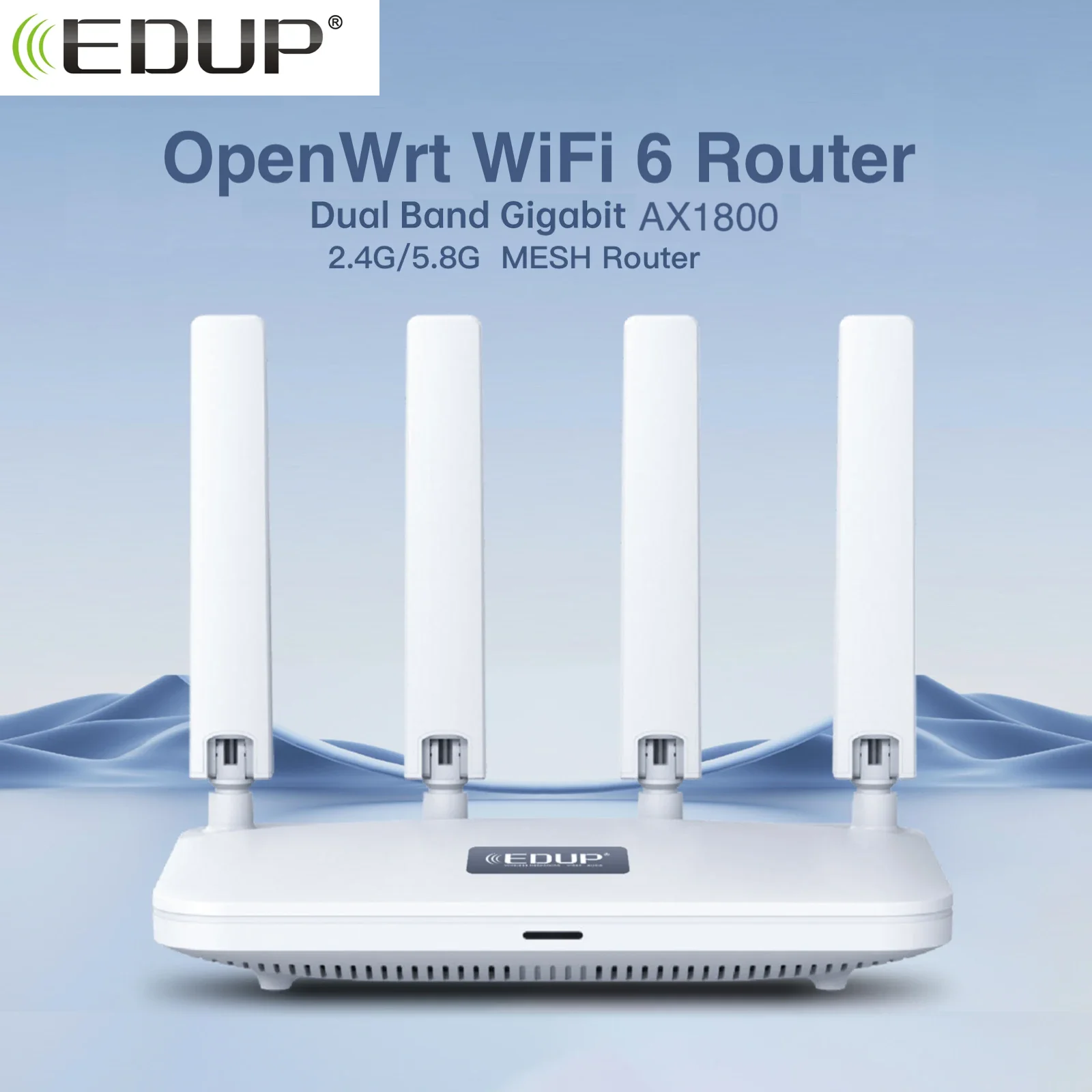 EDUP 2960S Router W ​ ifi 6 Mesh Router AX1800 2,4 GHz 5 GHz Dual Band Gigabit Draadloze Routers High Gain Antennes Sterk signaal