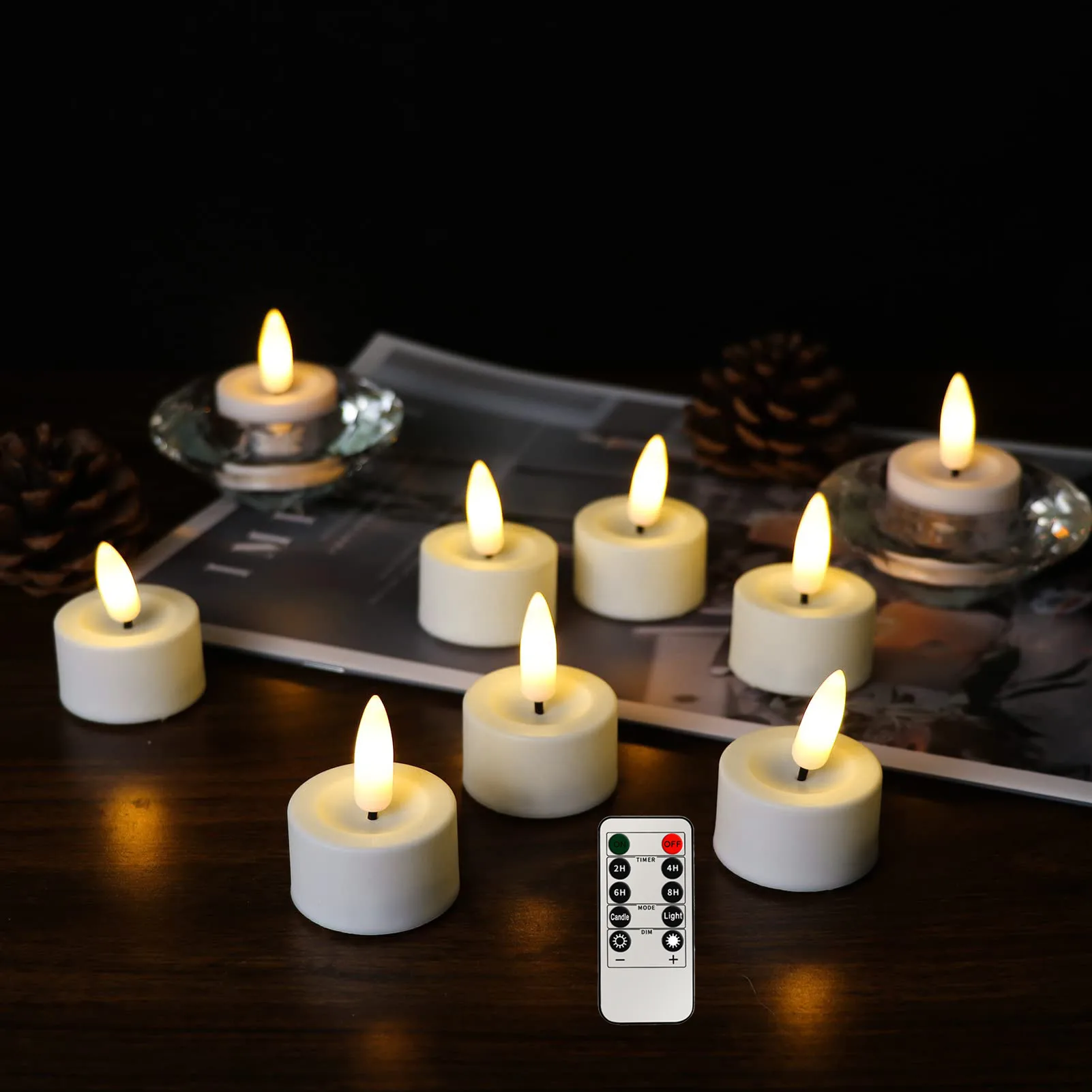 Velas Led sin llama parpadeantes con pilas, velas votivas remotas, decoración navideña para boda y Día de San Valentín