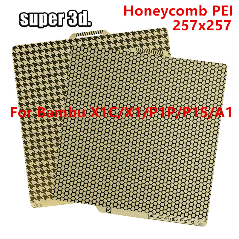 Bambu Lab P1S Build Plate A1 X1C PEI Textuur 257x257 H1H PEY Peo Sheet Springstaal Honeycomb PEI Voor Bambulabs X1 Bambulab P1P