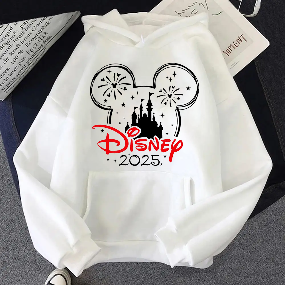 2025 Disney Mickey Mouse viaje familiar Sudadera con capucha para mujer Y2k Tops sudadera de moda ropa Kawaii Otoño Invierno ropa de calle Jersey
