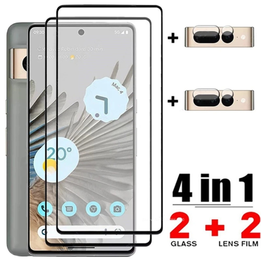 2 + 2 กระจกนิรภัยสําหรับ Google Pixel 7 Pro Full Screen Protector กล้องเลนส์ป้องกันฟิล์ม Pixel6 6 Pro Pixel 7 8Pro แก้ว