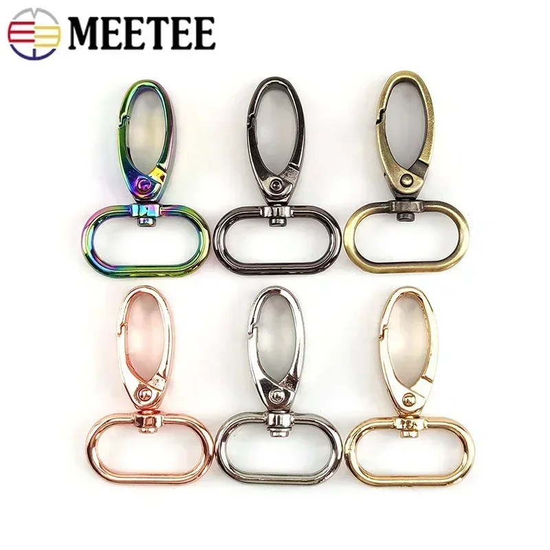 Meetee 10Pc 16-38mm Bag Strap Hook Buckle Metal Swivel Lobster Clasp DIY Webbing Snap Hooks Carabiner Keychain Buckles Accessory