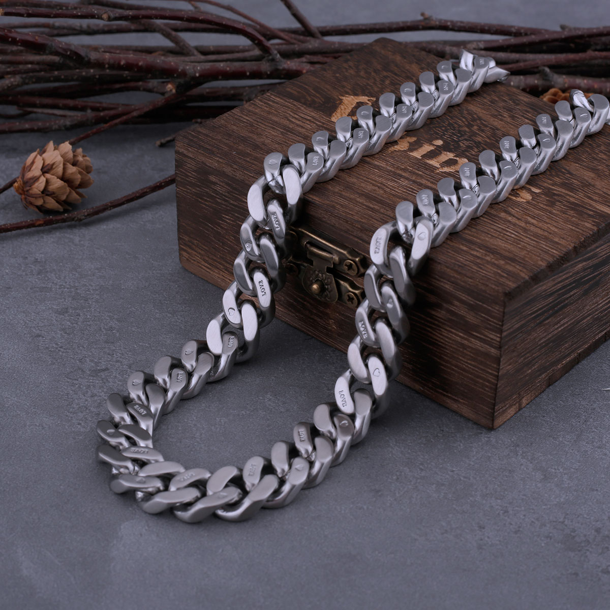 Collar de Cadena Cubana de 11 mm de Ancho, Estilo Hip Hop Europeo Americano, Diseño de Amor, para Parejas, Regalo de Joyería