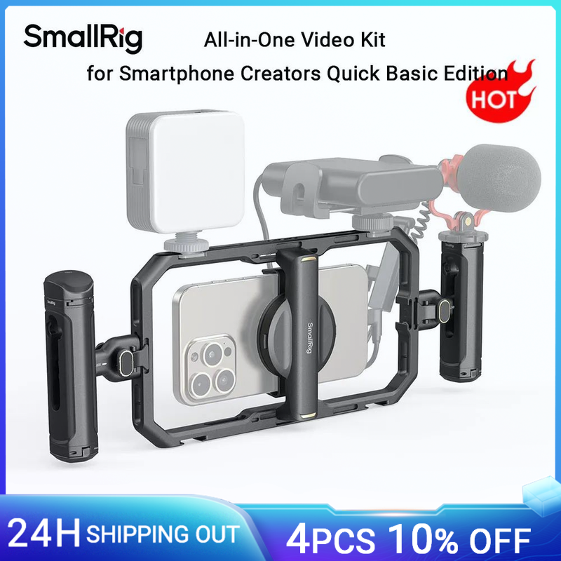 Универсальная быстросъемная клетка для телефона SmallRig, базовый универсальный видеокомплект для iPhone 17/16 для SamSung с ручками, зажим для телефона4597