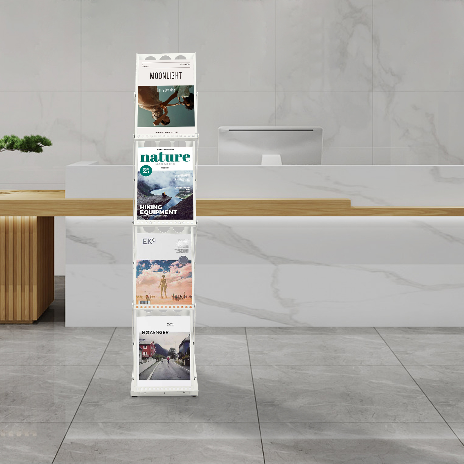 Présentoir et porte-inspirer pliable T1, 4 poches pour exposition et salon professionnel, support portable A4 Delaware
