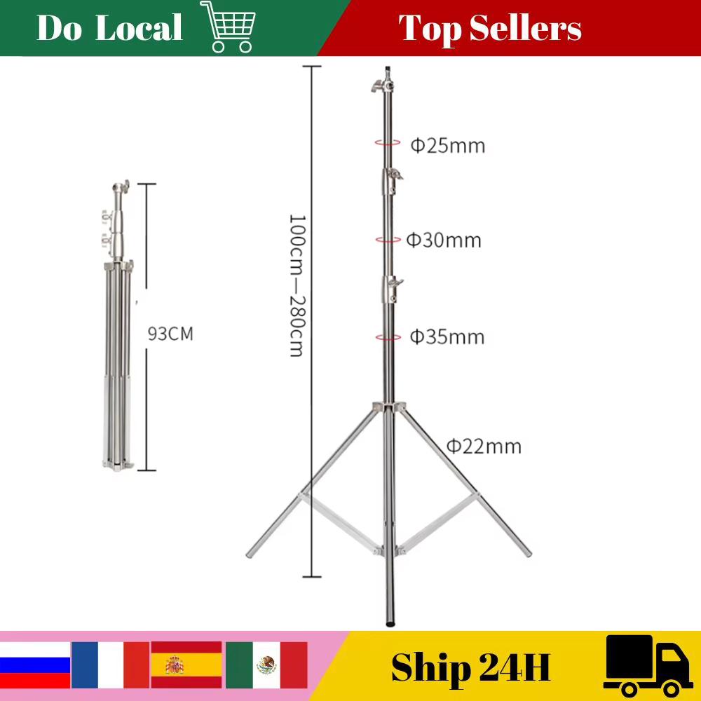 Treppiede a pressione d'aria da 290 cm con cuscinetto da 10 kg per fotocamera Supporto per luce in acciaio inossidabile per luce ad anello Youtube dal vivo e fotografia morbida