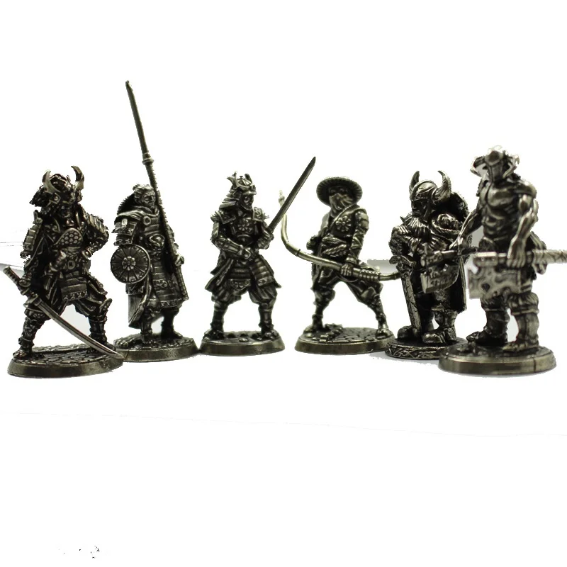 Branco Cobre Viking Espadachim Estatuetas, Miniatura Metal Solider Modelo, Ornamento do carro, Artesanato Decoração Acessórios, Latão