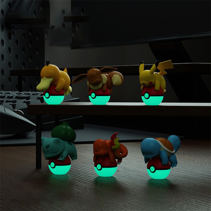 Authentic Pokémon Pikachu Night Light Doll PSYDUCK CHARMANDER EEVEE Handheld Desktop Ornament Children's Christmas Gift