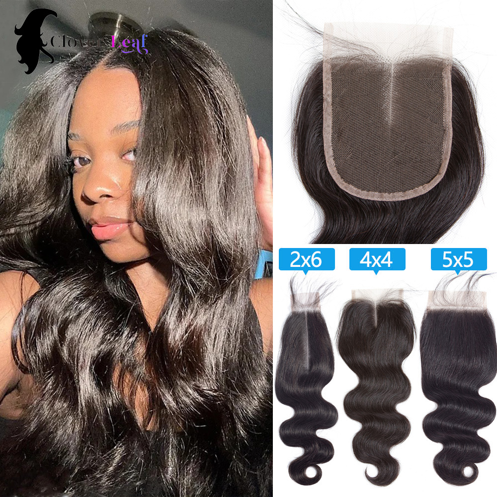 Extensiones de cabello humano con cierre de onda corporal solo 4x 4/5x 5/2x6 HD, cabello de bebé, encaje transparente suizo brasileño para mujer