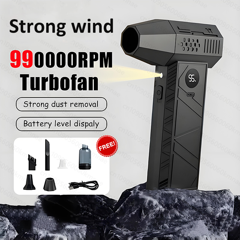 990000 об/мин Turbo Violent Fan Мощный воздуходувка Пылесос Тип-C Зарядка 65 м/с Бесщеточный электрический инструмент для сушки