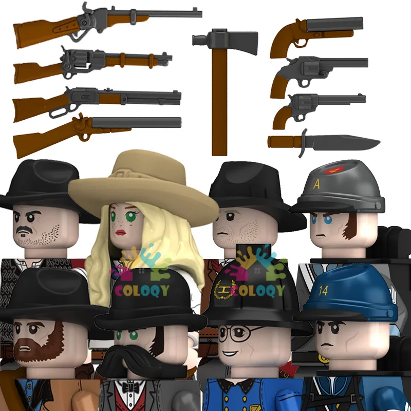 Juguetes para niños RDR2, personajes del juego, bloques de construcción, vaquero occidental, policía, dibujos animados, Mini figuras de acción, juguetes para niños, regalos de navidad