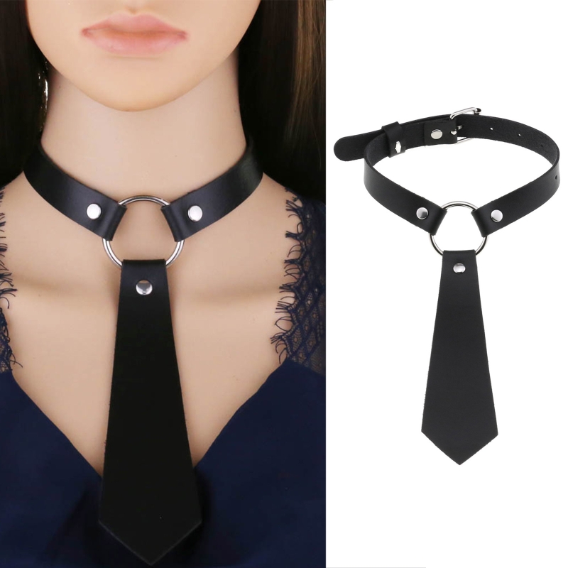 Kalung Choker Bertabur O Punk Dasi Leher Hitam Kulit Imitasi Gotik Gelap Wanita Cosplay Kepribadian Antik Sebelum Terikat