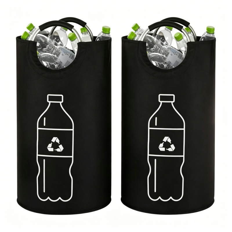 2 szt. Duże składane kosze na pranie, pojemniki na odpady, cylindryczny kształt z otwartym wierzchem, wszechstronne rozwiązanie do przechowywania butelek plastikowych, organizer oszczędzający miejsce, wytrzymałe i łatwe w utrzymaniu, nie wymagają zasilani