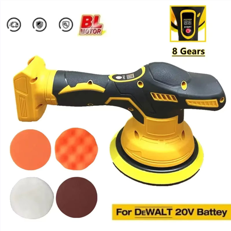 Подходит для DeWALT 20 В, аккумуляторная полировальная машина для электромобилей, 8 передач, беспроводная автоматическая полировальная машина, вощение, шлифовка, уплотнение, электроинструменты