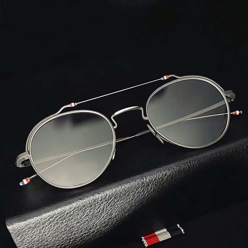 New York marque TB910 monture de lunettes ronde caractéristique pilote Double faisceau lunettes à la main mode monture de lunettes hommes femmes rétro