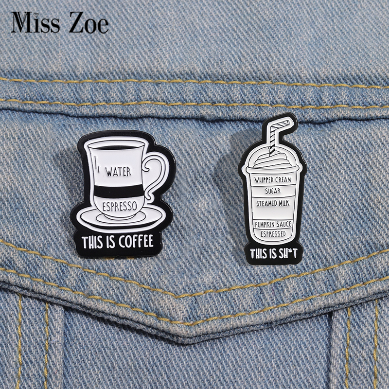 Ini adalah pin Enamel kopi kustom air dan ESPRESSO cangkir bros kerah Lapel lencana hadiah perhiasan lucu untuk teman