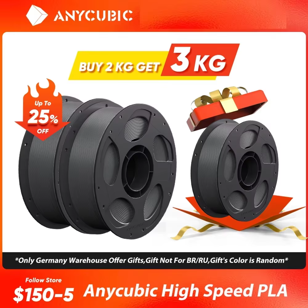 Высокоскоростная нить PLA ANYCUBIC 1,75 мм, пластик для 3D-принтера, 1 кг/рулон, резиновые расходные материалы, материал для ANYCUBIC Kobra 2 Series