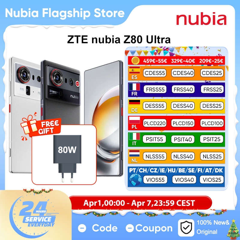ZTE nubia Z80 Ultra 5G Smartphone Global Version Snapdragon 8 Elite Gen 5 6.85'' 144Hz Oled Display 7200mAh 80W Wireless charging 64MP Ai Camera NFC Google Play【Free charger】