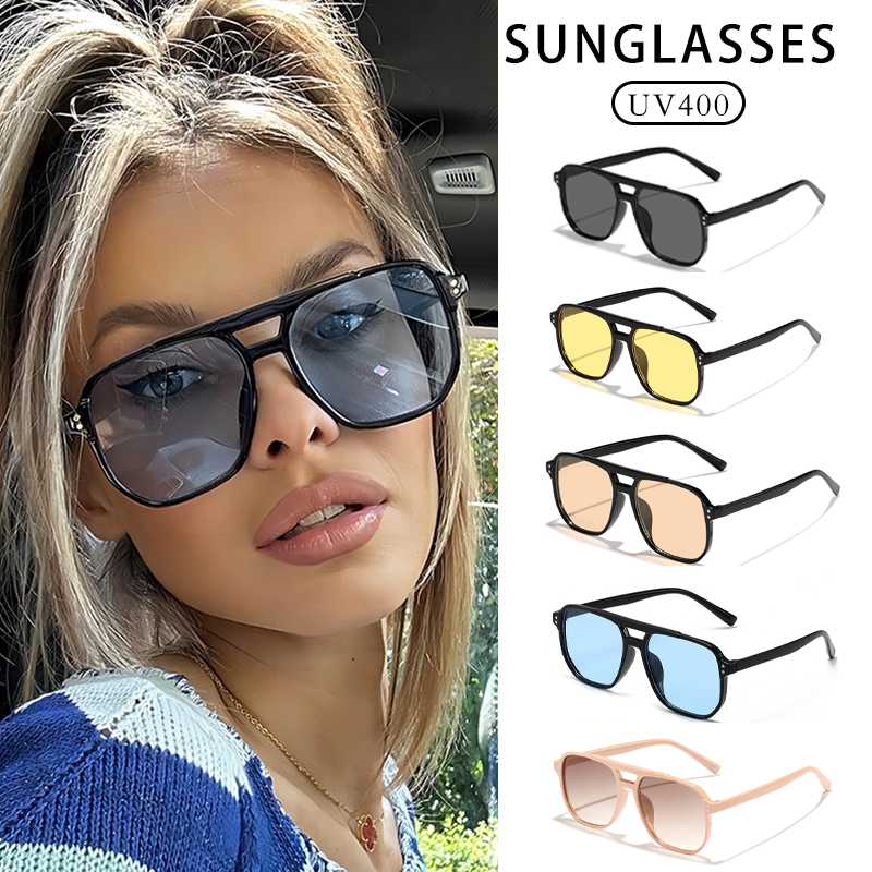 2025 nuove donne alla moda occhiali da sole UV400 parasole anti-ultravioletti occhiali unisex elegante lente pilota a doppio raggio