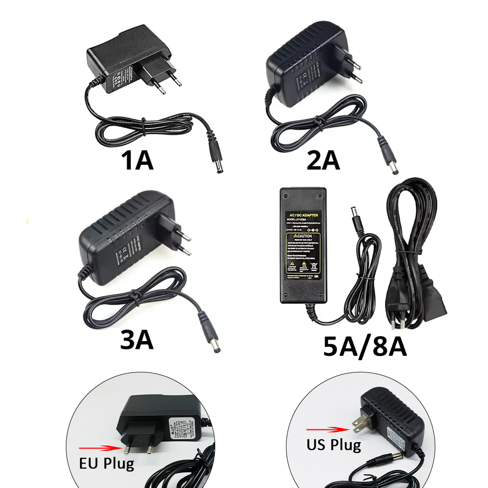 12v adaptador led ac 100v-240v para dc 12v transformador 1a 2a 3a conversor de fonte de alimentação eletrônica driver de led para tiras de luz led ue