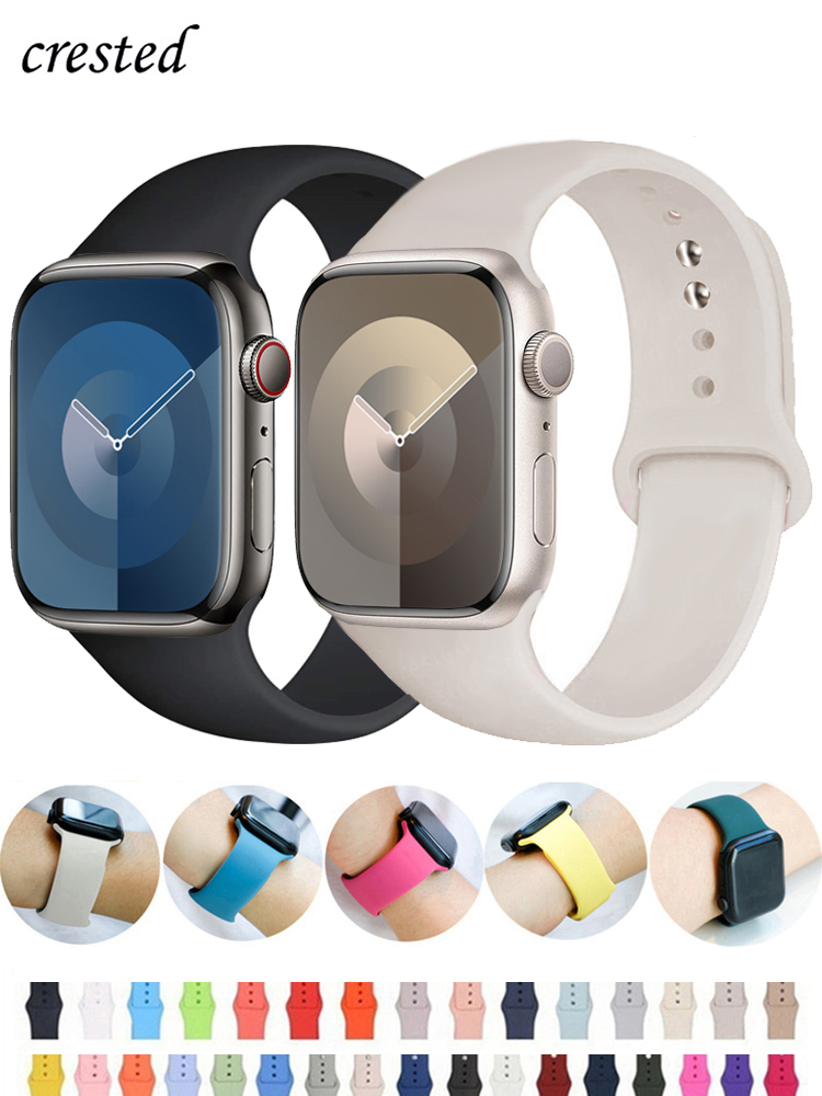 Correa de silicona para Apple Watch band 44mm 40mm 49mm 45mm 41mm 38mm 42mm correa pulsera iWatch serie 9 8 7 6 5 3 SE ultra 2