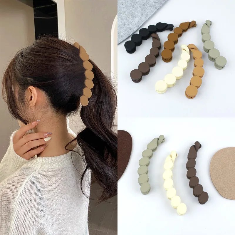 Jepit Rambut Gagang Kuncir Fesyen Jepit Rambut Klip Pisang Matte Jepit Rambut Sederhana untuk Wanita Anak Perempuan Aksesori Rambut Hiasan Kepala Korea