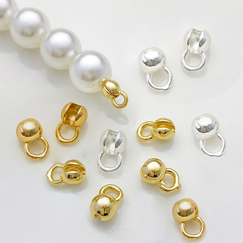 10pcs 18K Gold Plated Brass Leather Cord Crimp Beads with Loop Clam Shell Bead Tip Ends for 1.5mm Chain Necklace Jewelry Making