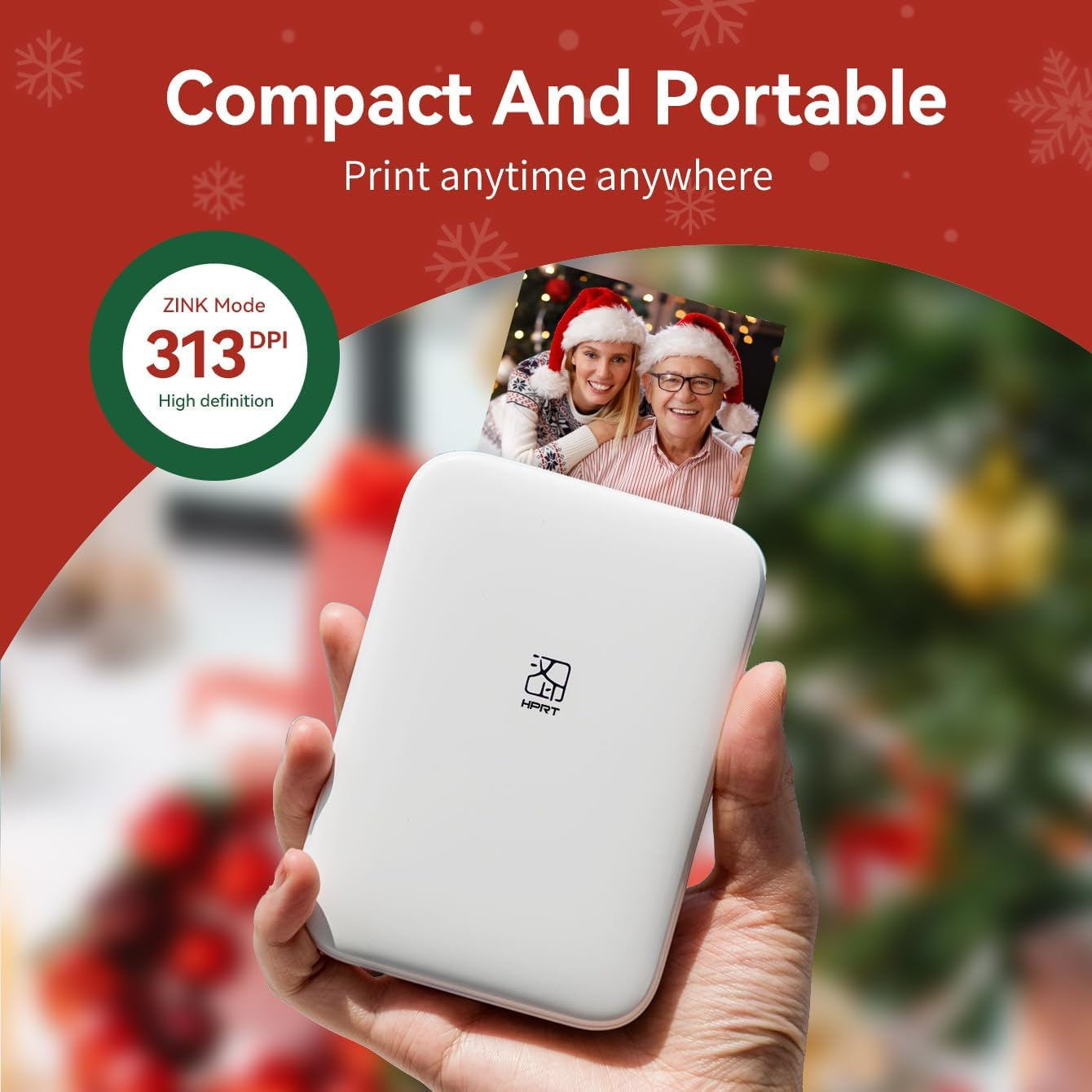 Mini przenośna drukarka fotograficzna, kieszonkowa, bezprzewodowa, kompatybilna z telefonami iOS i Android, technologia Zink, drukuje zdjęcia 2x3 z klejem na tylnej stronie.