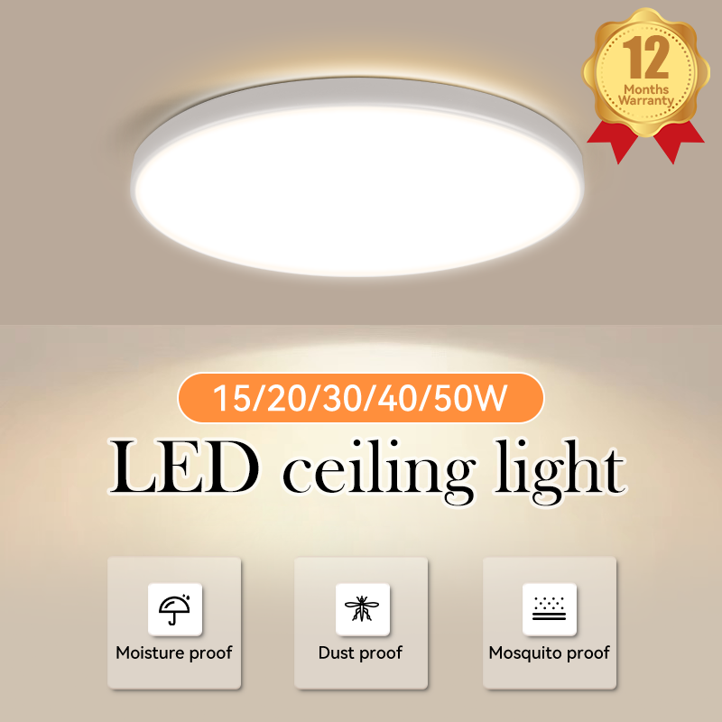 Lámpara de techo LED de 220V, lámparas de techo modernas ultrafinas para sala de estar, baño, dormitorio, cocina, iluminación de techo montada en superficie