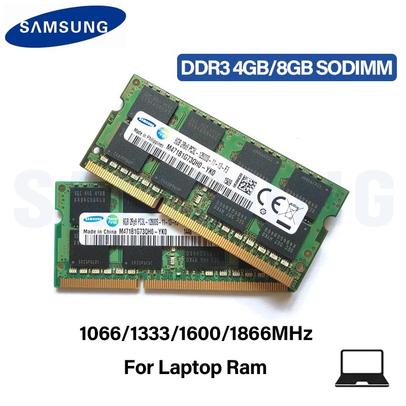 Samsung Ram-geheugen 4GB 8GB DDR3 DDR3L 1066MHz 1333MHz 1600MHz 1866MHz PC3L 204 PIN SODIMM voor laptops