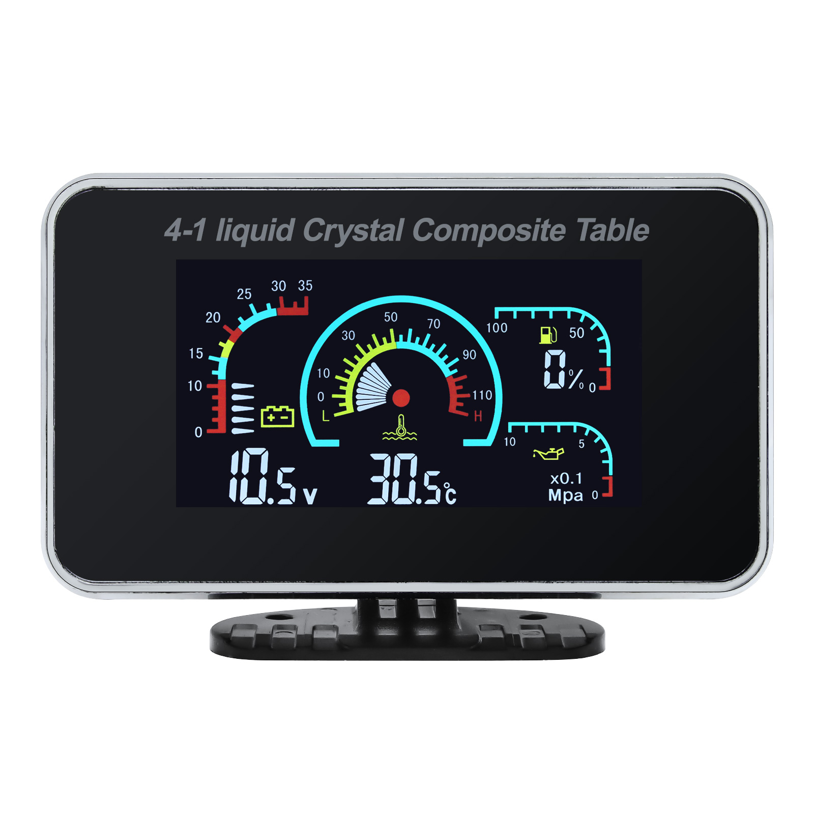 Medidor de presión de aceite Digital 4 en 1 LCD para coche, voltímetro, medidor de nivel de combustible, Sensor de presión de aceite 1/8 NPT + Sensor de temperatura del agua de 10mm