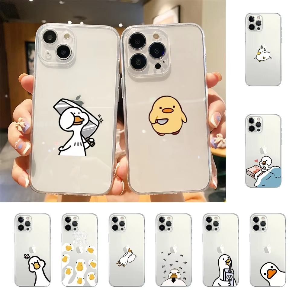 Custodia per telefono con anatra divertente per iPhone 16 15 14 13 12 11 Pro XS MAX 7 XR 8 7 Plus Cover trasparente Fundas