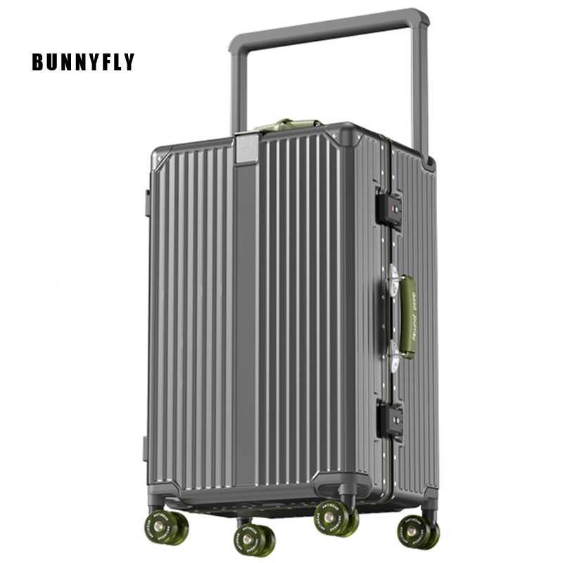 BunnyFly walizka szeroki uchwyt walizka podróżna mężczyźni 20 24 bagaż podręczny kobiety PC aluminiowa rama walizka na kółkach