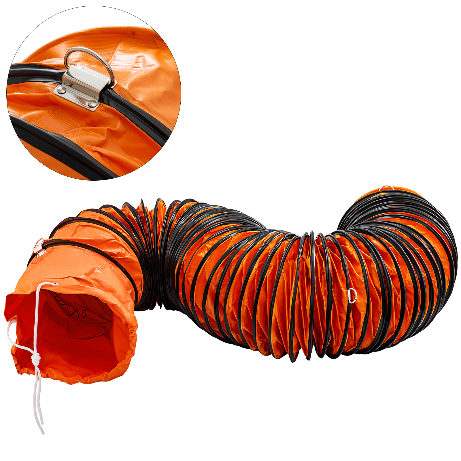 SucceBuy 25FT PVC ยืดหยุ่นท่อไอเสีย 8 นิ้ว 10 นิ้วเส้นผ่านศูนย์กลาง W/D-Shaped แหวนสําหรับพัดลม Vent ไอเสียโรงงานชั้นใต้ดิน