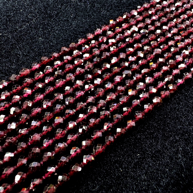Natural facetado vermelho granada minúscula semente pequenas contas redondas soltas 2/3/4mm para fazer jóias diy pulseiras colar acessórios
