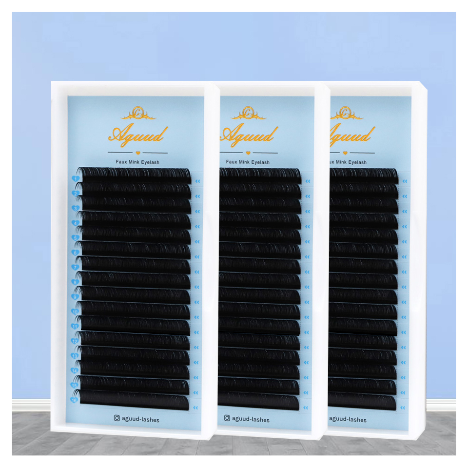 AGUUD noir mat Extension de cils individuelle Volume professionnel coréen PBT cachemire plateau d'extension de cils cils classiques Cilios