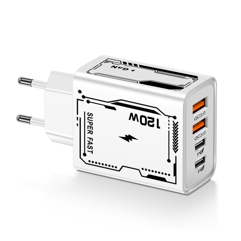 Зарядное устройство USB C PD с быстрой зарядкой, 4 порта, быстрая зарядка 3.0, USB-адаптер для зарядных устройств типа C для iPhone 16 15 Samsung Xiaomi Huawei