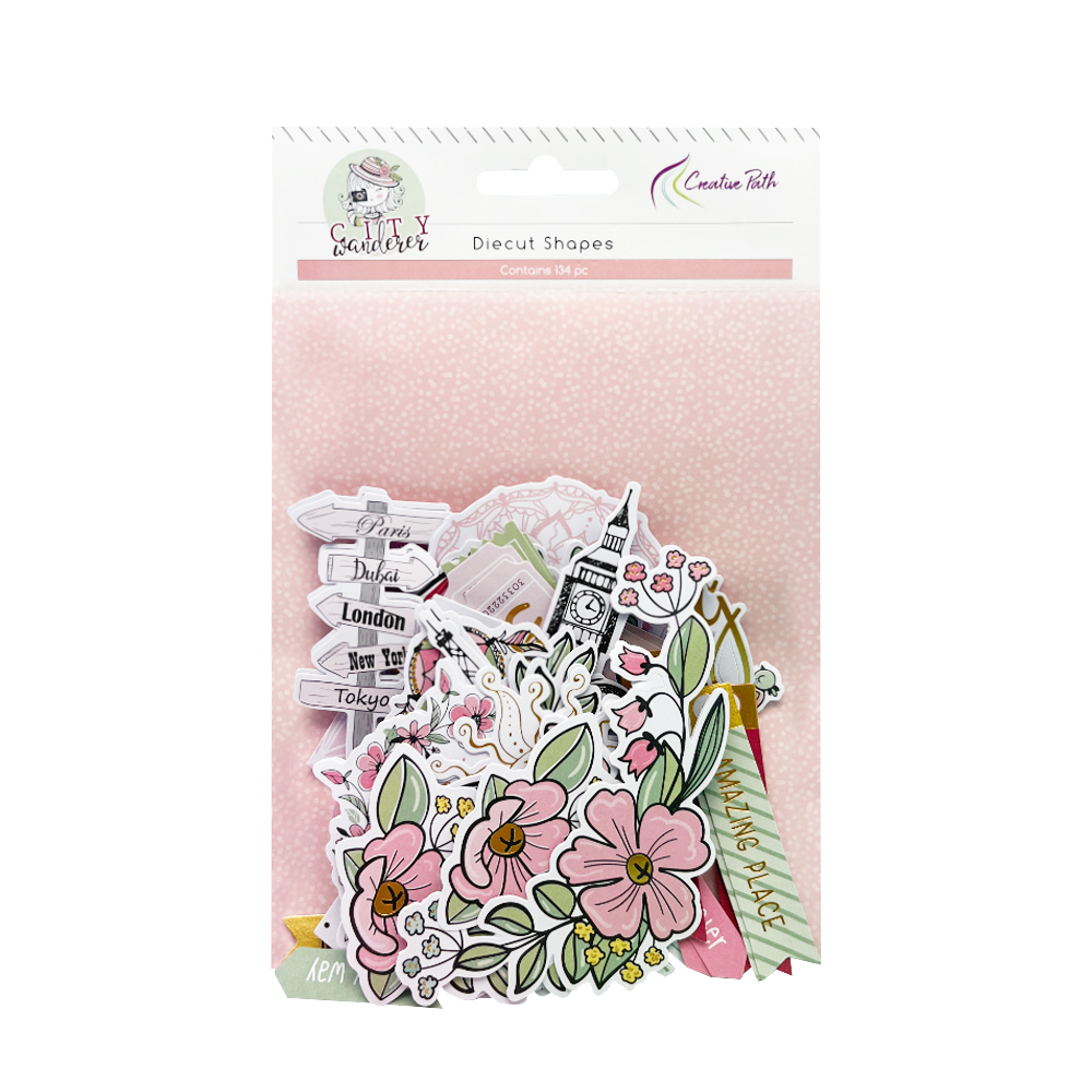 Creative Path 134pcs Scrapbooking Die Cuts Ephemera Kota Kamera Bunga Kertas Diecut Bentuk Untuk Jurnal Kerajinan Pembuatan Kartu