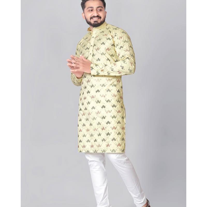 2025 masculino digital impresso kurta dhe ajuste regular gola mandarim longo adequado todas as ocasiões como casamento hari raya aidilfitri