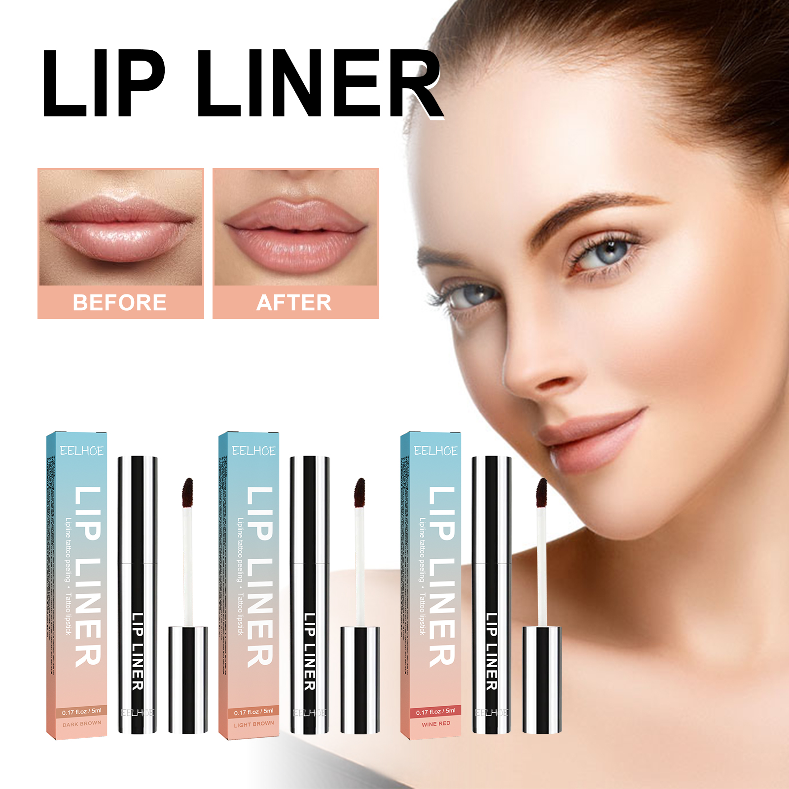 4PCS Pigmented Lip Liner Tattoo Matte Peel Off เพิ่มริมฝีปาก Lip Liner Lasting Lip Stain กันน้ํา Transfer-proof ลิปสติก